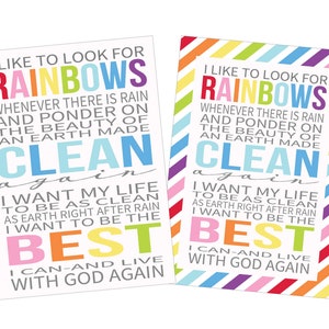 Baptism-Gift-Art Printable-Primary Printable-LDS primary-Mormon-Baptism-LDS Art-Digital File-Great to Be Eight-I Like to Look for Rainbows