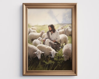 Feed My Sheep-Jesus Christ Art-Digital Download-Savior-Jesus Wall Art-Christian Art-Printable-Jesus Portrait