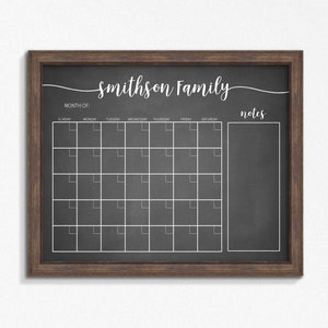 Dry Erase Calendar Printable-Chalkboard Dry Erase-Family Calendar-Command Center-Customizable-Multiple Sizes available-Digital File