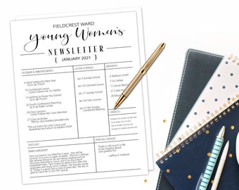 Young Women Newsletter-Editable-Instant download-easy to use .pdf-LDS-newsletter template-Youth printables