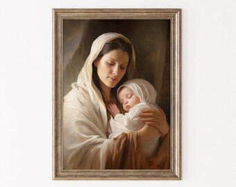 Mary's Lullaby-Jesus Christ Art-Digital Download-Savior-Jesus Wall Art-Christian Art-Printable-Jesus Portrait