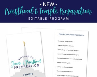 LDS Priesthood and Temple Preparation Program-LDS Primary-11 Year Old- Editable Printable Program 8.5x11-Primary-LDS Youth