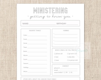 LDS Ministering Questionnaire Relief Society Get to Know You - Etsy