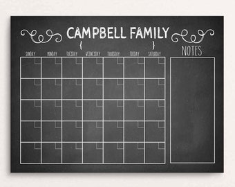Chalkboard Calendar Printable-chalkboard Dry Erase-cutomizable | Etsy