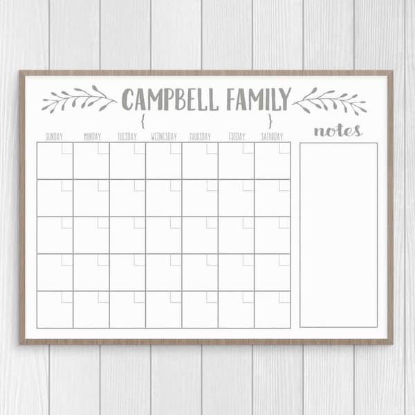 Dry Erase Calendar Printable-Custom-Perpetual Calendar-*Digital File*-Custom Chalkboard-Farmhouse Decor-Command Center