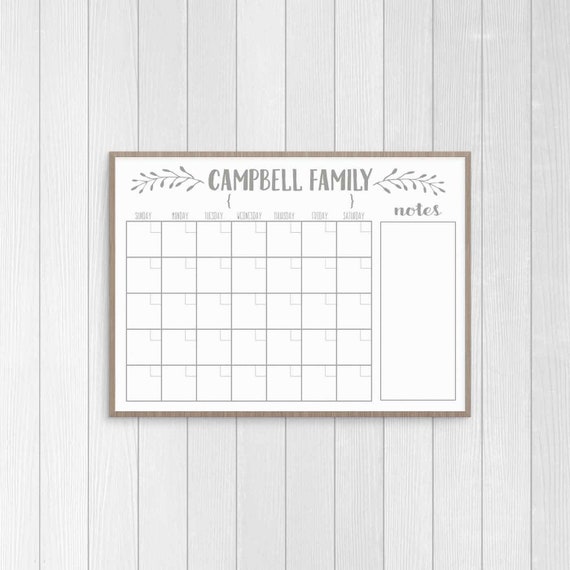 Dry Erase Calendar Printable-custom-perpetual | Etsy