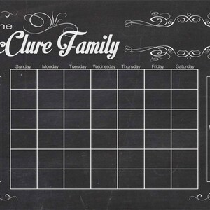 Chalkboard Calendar Printable-custom Calendar-digital File-family ...