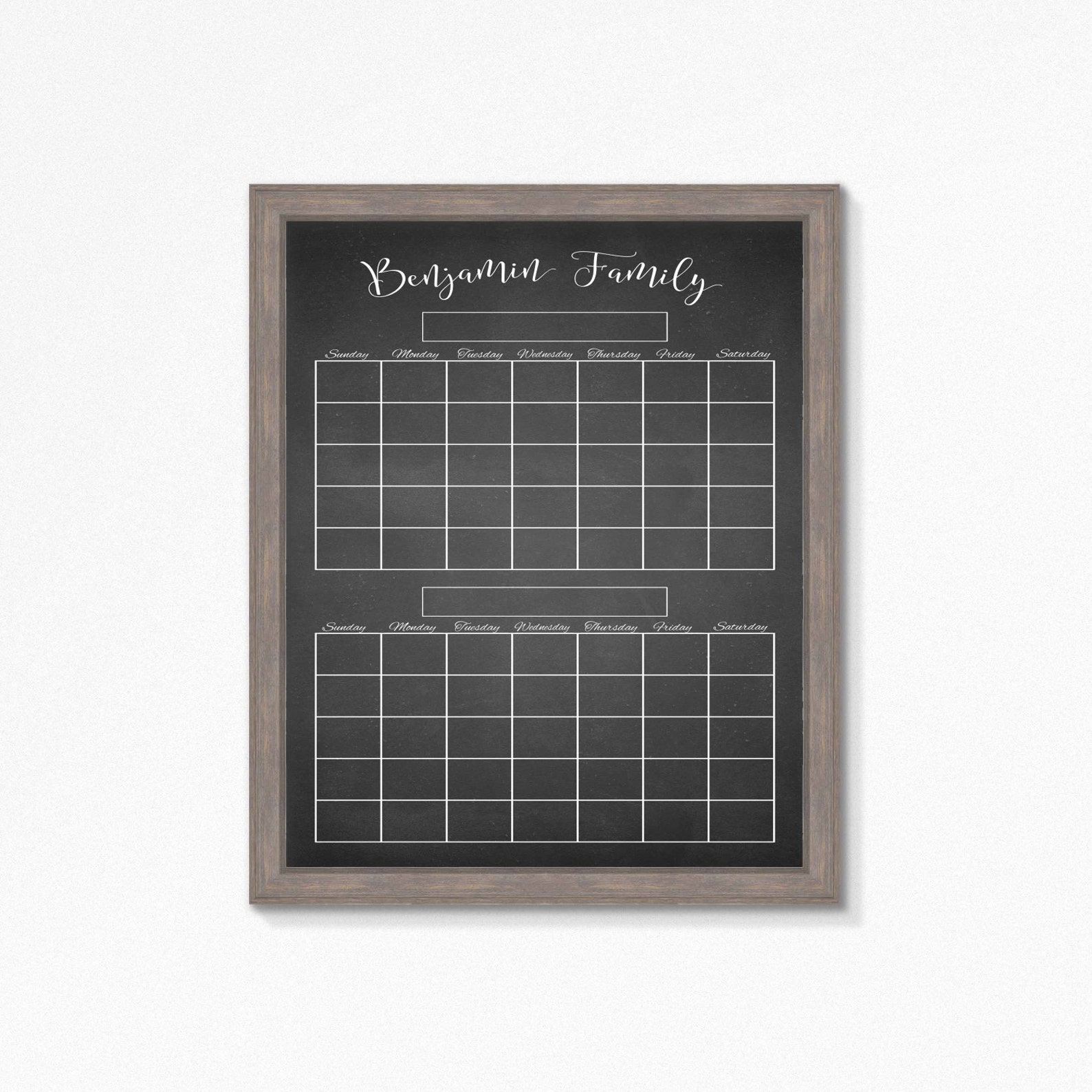 Chalkboard Calendar Printable 2 Month Veiw Fully Cutomizable - Etsy
