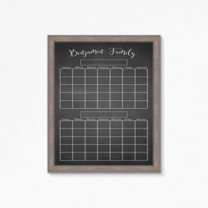 Krijtbord kalender afdrukbare 2 maanden Veiw - Volledig Cutomizable Mulitple Maten beschikbaar