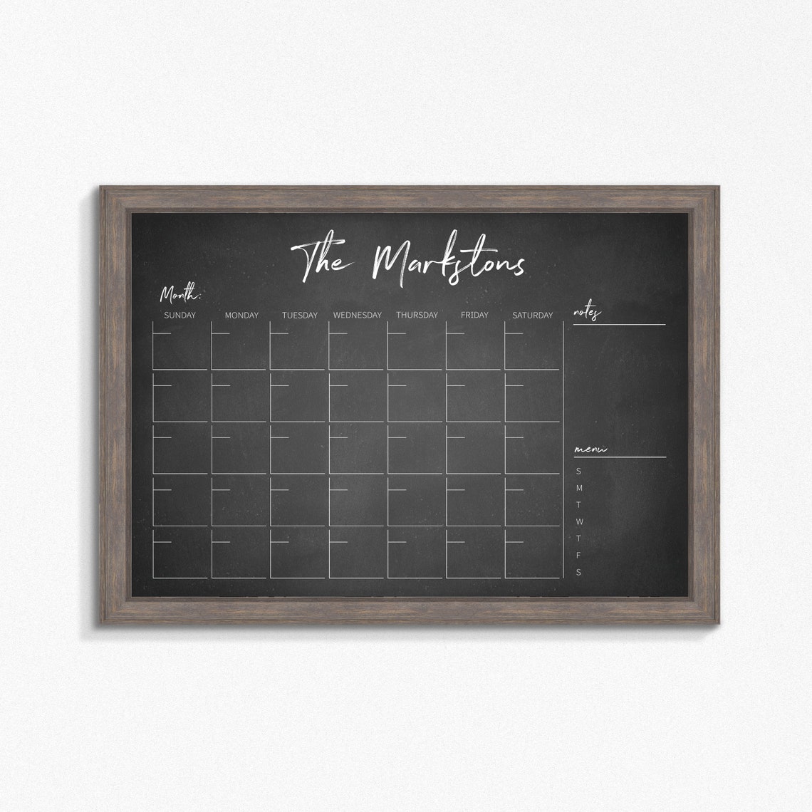 Dry Erase Calendar Printable-chalkboard Dry Erase-family | Etsy