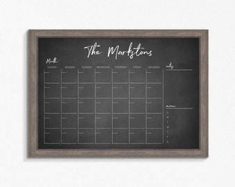 Dry Erase Calendar Printable-Chalkboard Dry Erase-Family Calendar-Command Center-Customizable-Multiple Sizes available-Digital File