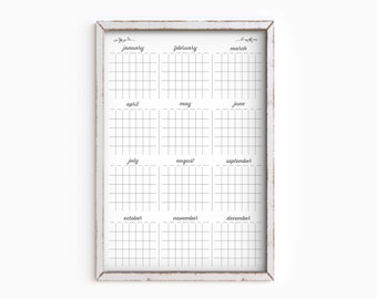 Perpetual/Yearly-Dry Erase Calendar Printable-Family Calendar-Command Center-Customizable-Multiple Sizes available-Digital File-Organization