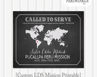 LDS Missionary World Map Printable Multiple Colors and Sizes available (Sister)