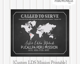 LDS Missionary Wereldkaart afdrukbaar, meerdere kleuren en maten beschikbaar (zus)