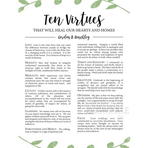 Ten Virtues-gordon B. Hinckley-stand for Something-family Proclamation ...