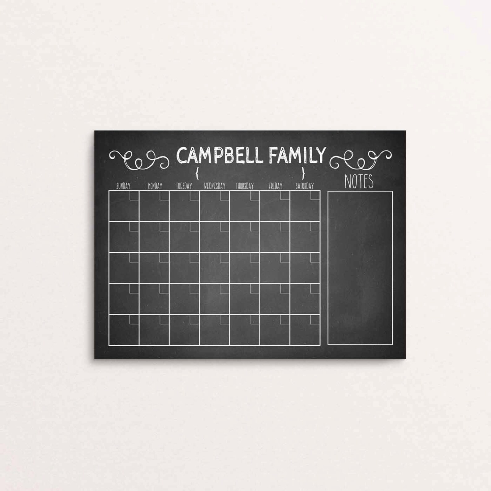 Chalkboard Calendar Printablechalkboard Dry Erasecutomizable Etsy