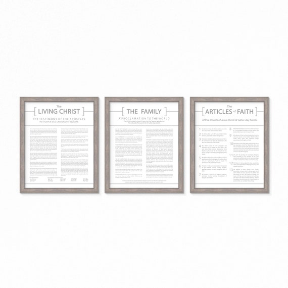LDS-Family Proclamation-Living Christ & Articles of Faith set-Multiple Sizes Choices-Digital Files-LDS poster printables-LDS-Grey Text