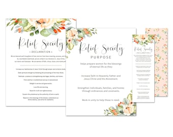 LDS Relief Society Printable Set-Relief Society Purpose & Declaration-Posters and Bookmarks-Multiple Sizes Mormon-LDS Printables