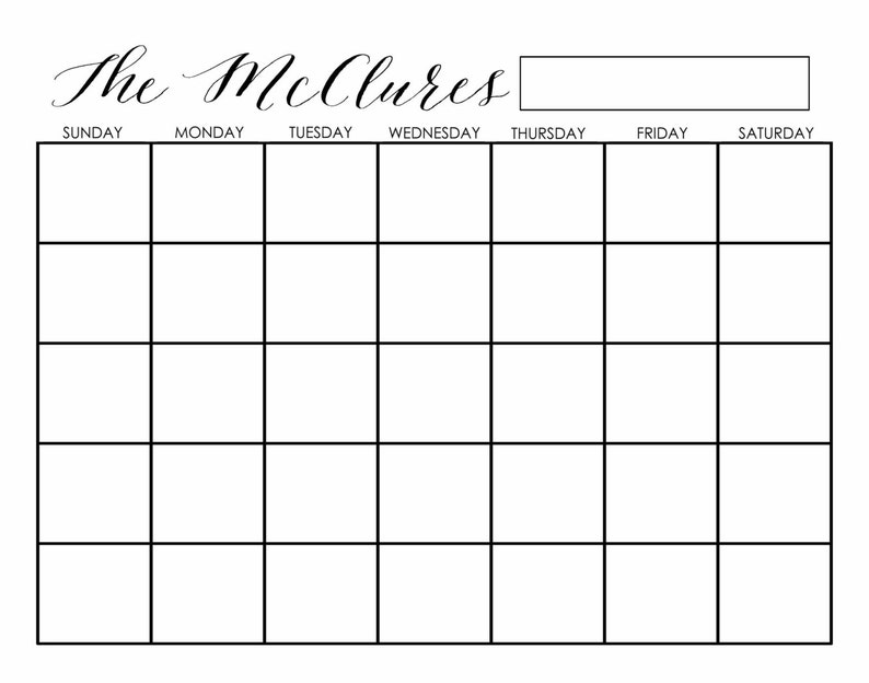 Dry Erase Calendar Printable-customizable Multiple Sizes - Etsy