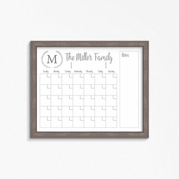 Trocken Loschen Kalender Printable Tafel Trocken Abwischbaren Etsy