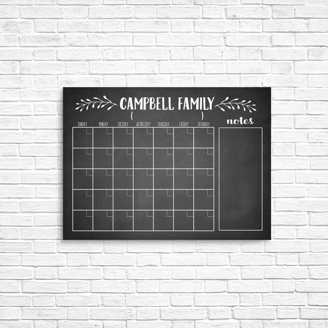 Chalkboard Calendar Printablechalkboard Dry Erasecutomizable Etsy