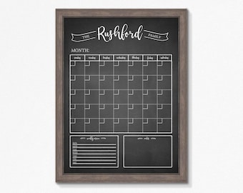 Chalkboard Calendar Printable-chalkboard Dry Erase-cutomizable | Etsy