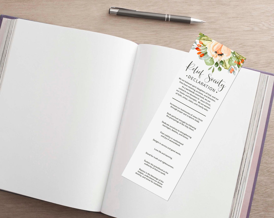 Relief Society Bookmark Printables-**updated**-diy-instant Download-relief Society Declaration ...