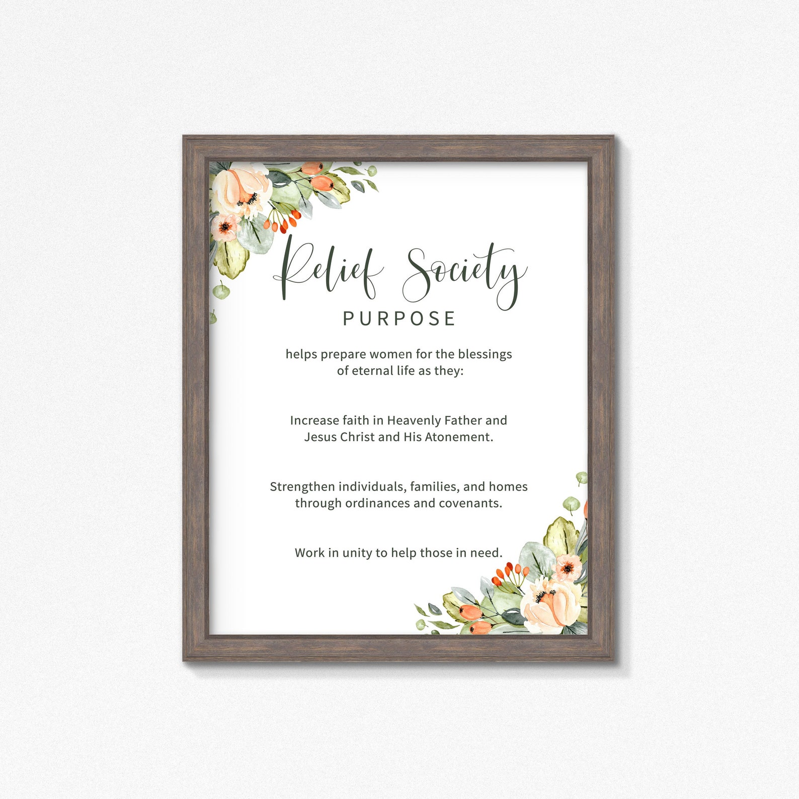 Relief Society Purpose Poster Printablesupdatedmulitple Sizes Included-instant Download-handouts ...