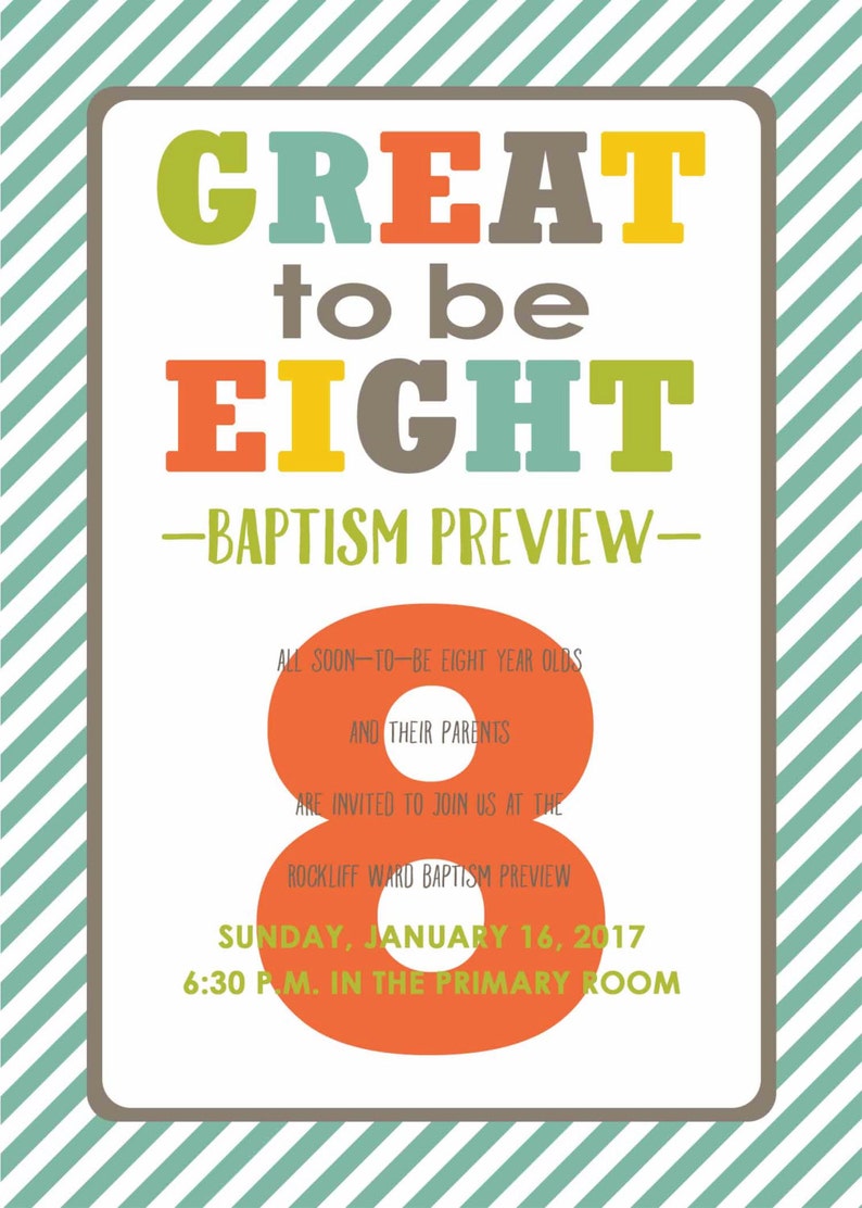 LDS Baptism Preview Printable Invitation 5x7 or 4x6-Great ...