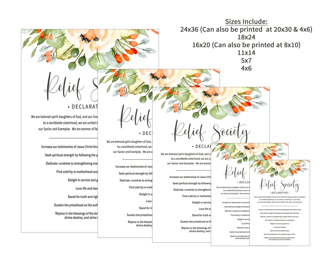 Relief Society Printable Set-relief Society - Etsy
