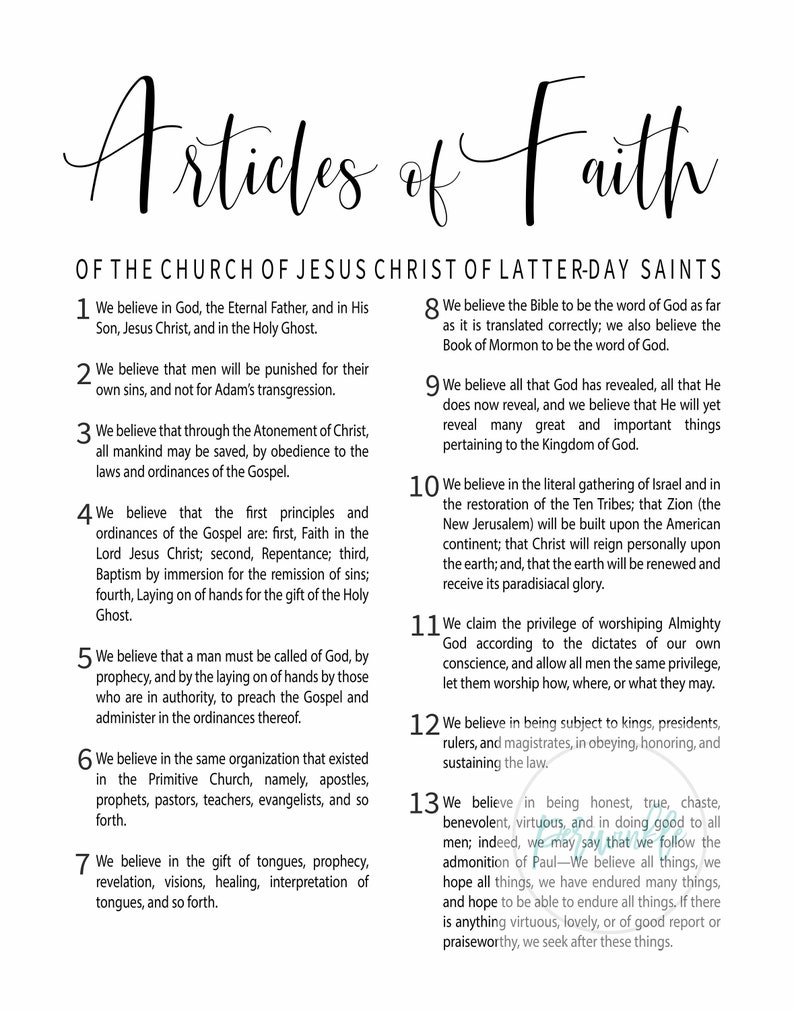 Lds family Proclamation living Christ Articles Of Faith Etsy Lds family proclamation living christ articles of faith etsy