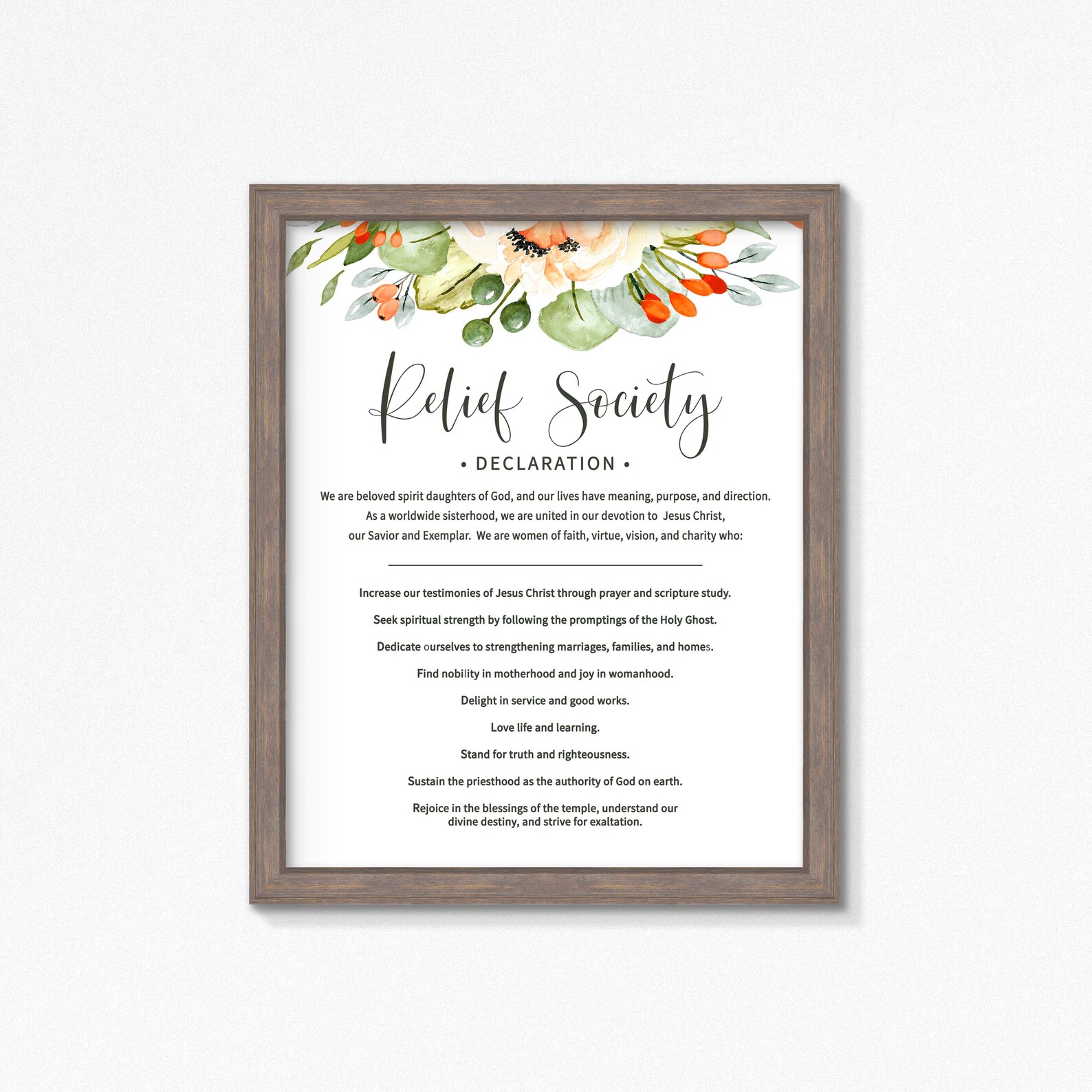 Relief Society Printable Set-relief Society Declaration-posters and Bookmarks-multiple Sizes ...