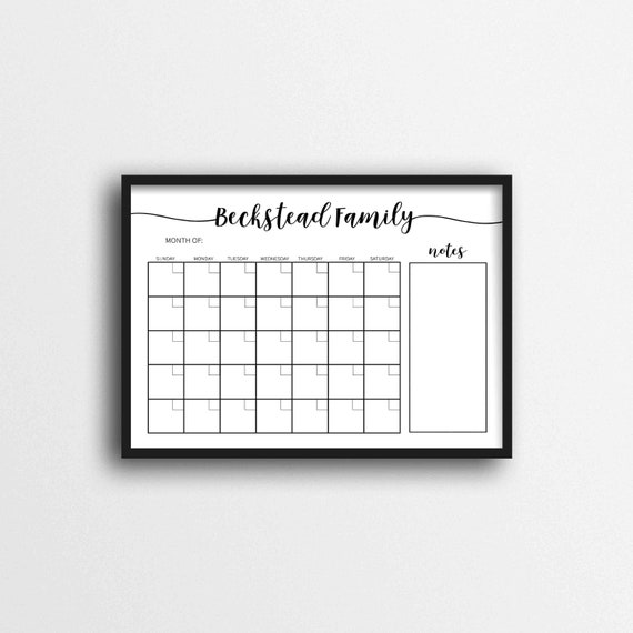 Dry Erase Calendar Printable-chalkboard Dry Erase-cutomizable | Etsy
