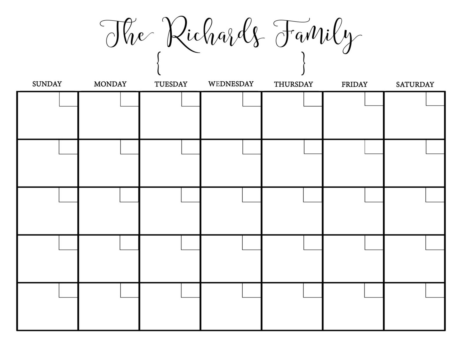 Dry Erase Calendar Printable-chalkboard Dry Erase-cutomizable | Etsy