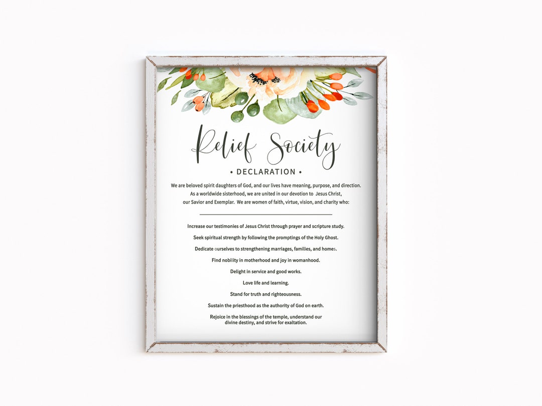 Relief Society Declaration Poster Printables-mulitple Sizes Included ...