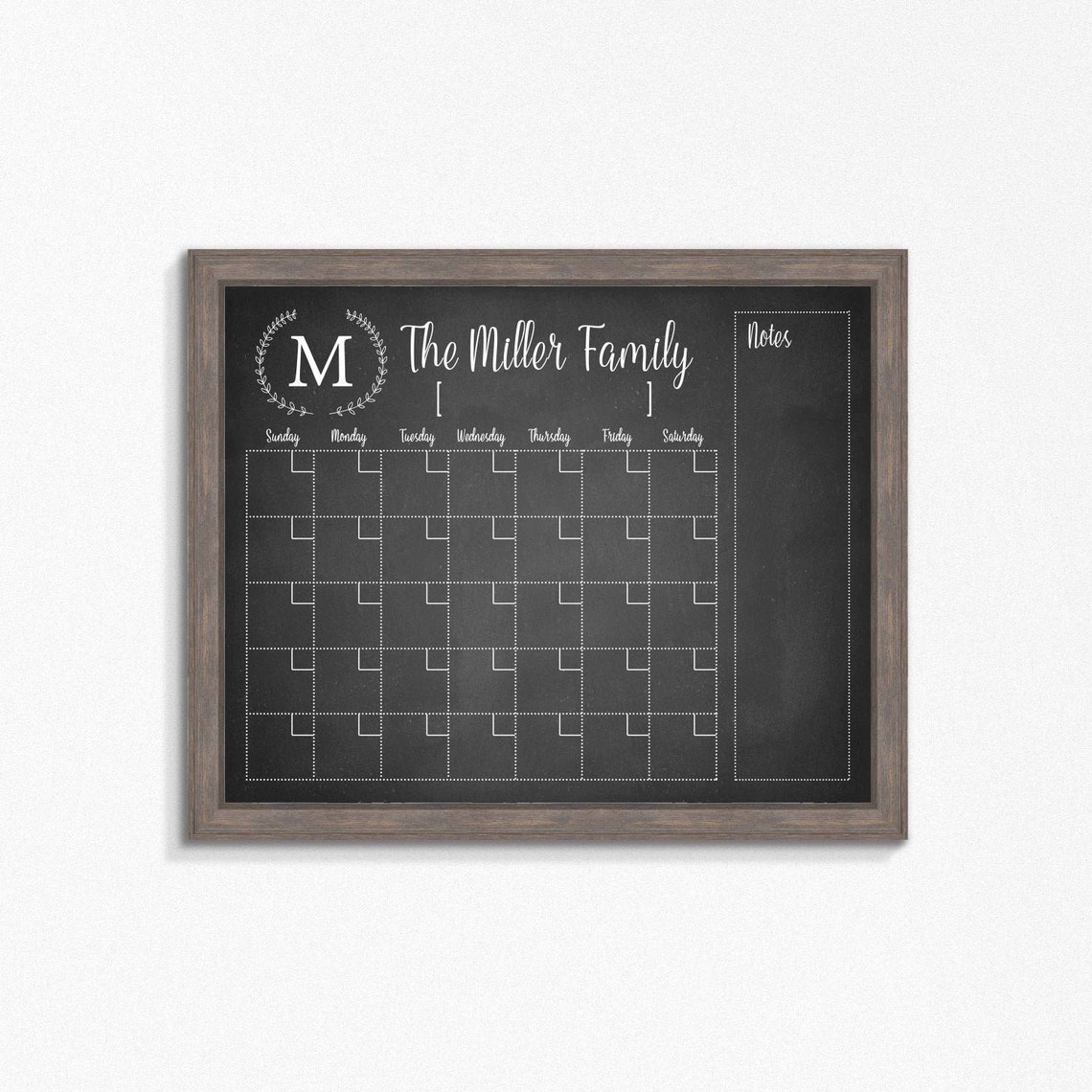 Chalkboard Calendar Printablechalkboard Dry Erasecutomizable Etsy