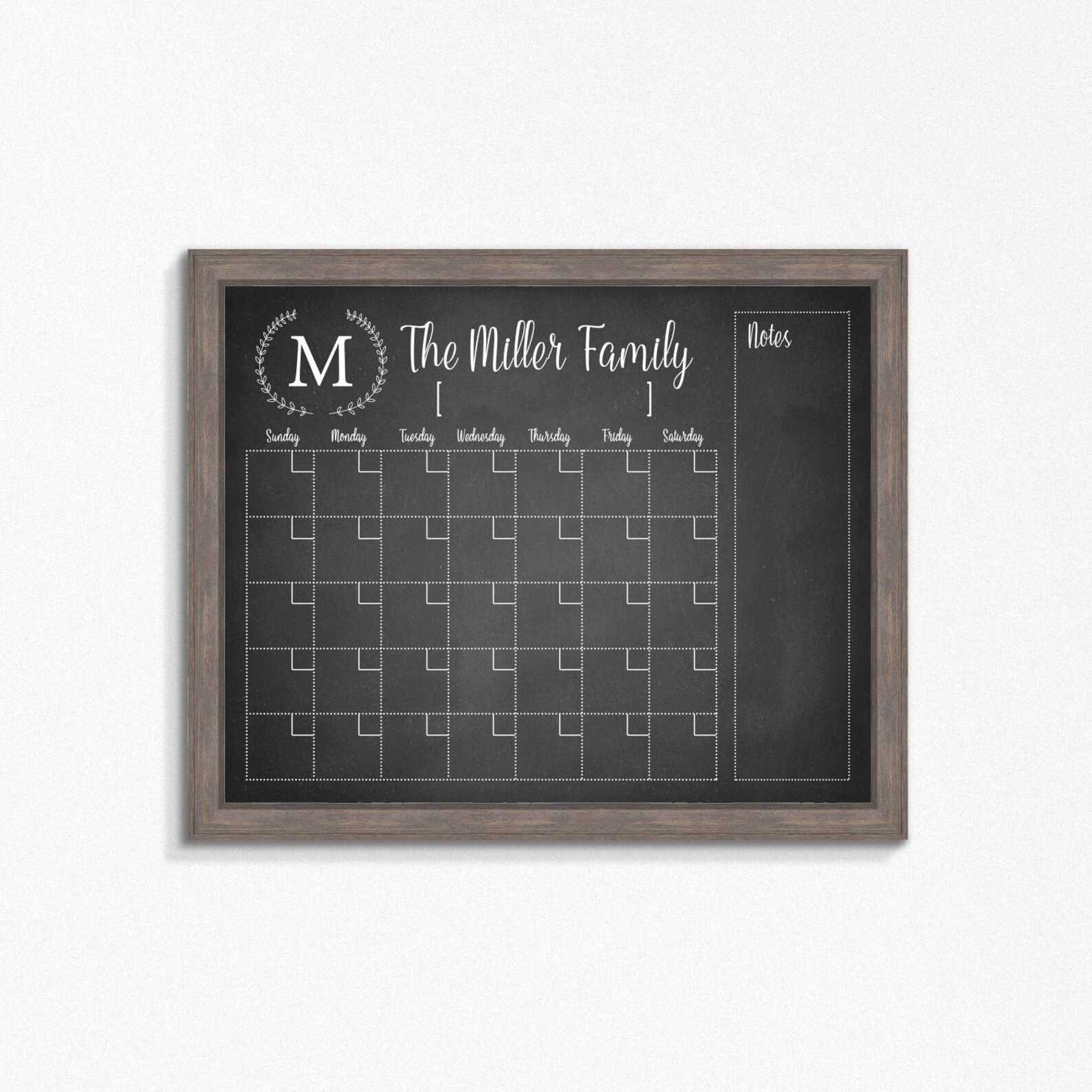 Chalkboard Calendar Printable-chalkboard Dry Erase-cutomizable Mulitple ...