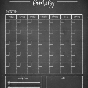 Dry Erase Calendar Printable-chalkboard Dry Erase-family Calendar ...