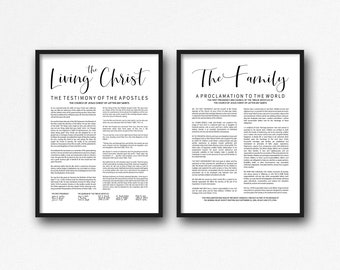 LDS The Living Christ & Family Proclamation Printable-Black Text-Instant Download-Digital Files-LDS poster printables-multiple sizes