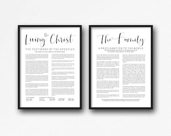 LDS The Living Christ & Family Proclamation Printable-Black Text-Instant Download-Digital Files-LDS poster printables-multiple sizes
