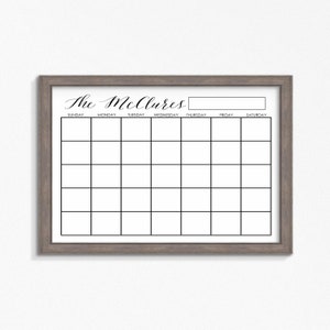 Dry Erase Calendar Printable-customizable Multiple Sizes Available-dry ...