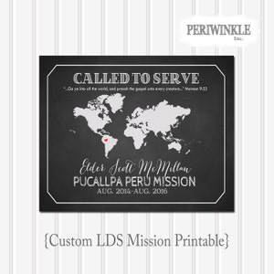 LDS Missionary-wereldkaart afdrukbare-Called to Serve-LDS-Mormon-Mission Call-Custom Mission Map-LDS art-digitaal bestand