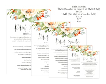 Relief Society Declaration Poster Print, Floral Design (Digital Download)
