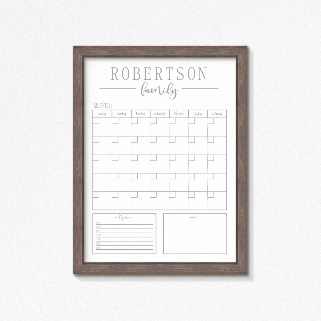 Dry Erase Calendar Printable-family Calendar-command Center ...