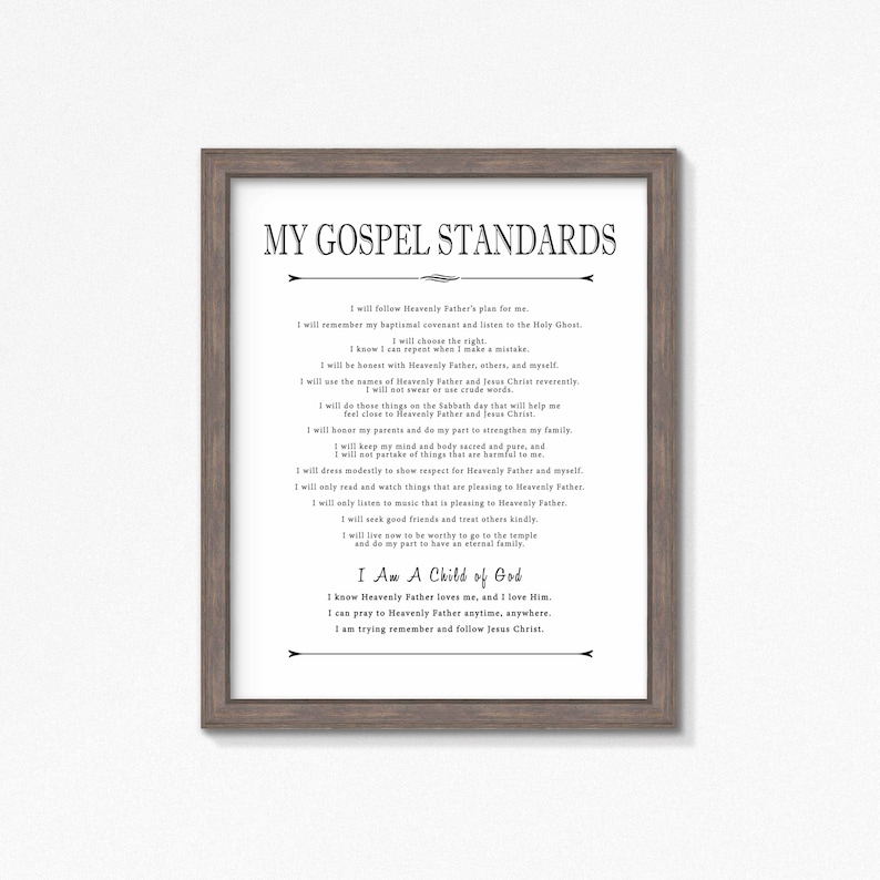 Lds-gospel Standards-multiple Size Choice Printable-black - Etsy