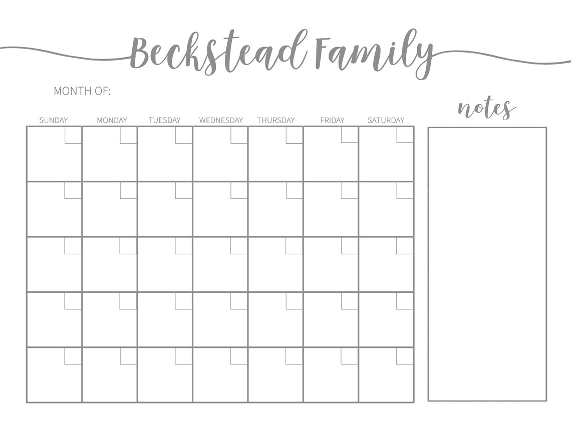 Dry Erase Calendar Printable-chalkboard Dry Erase-cutomizable - Etsy