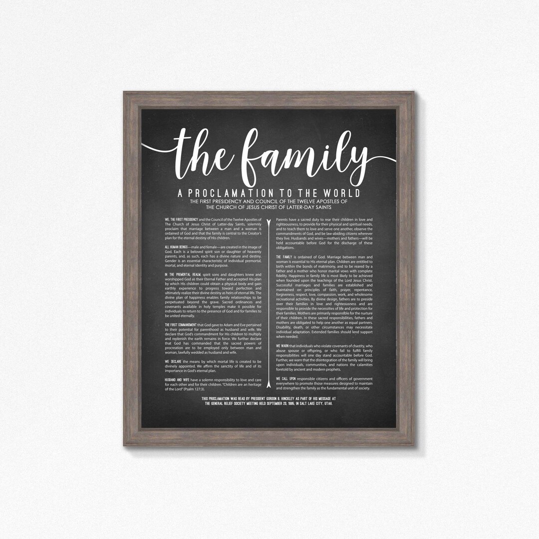 LDS Family Proclamation-printable-multiple Size Choices Available-black ...