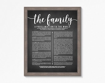 LDS Family Proclamation-Printable-Multiple Size Choices Available-Black Text-Digital File-Family Proclamation poster printable