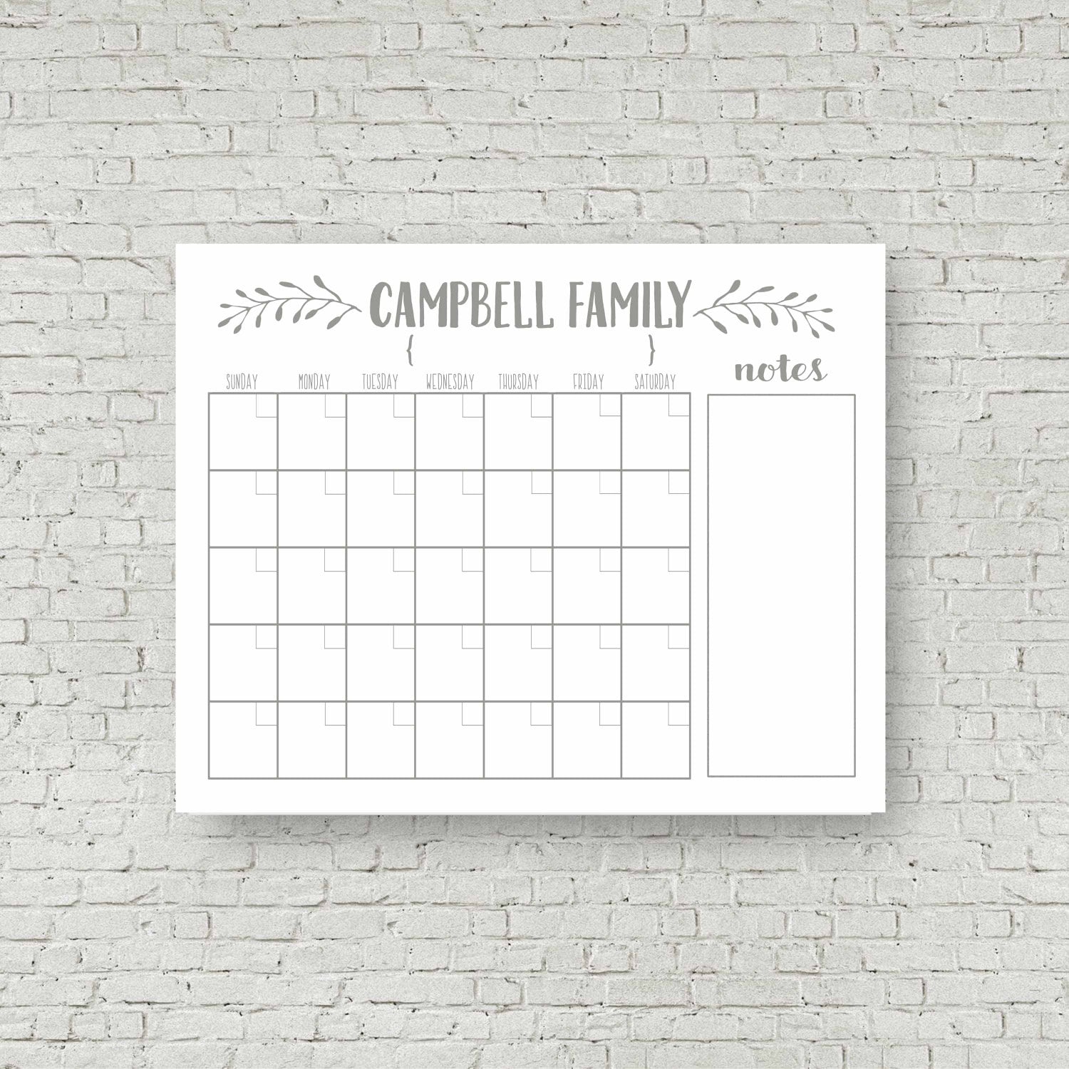 Dry Erase Calendar Printable Custom Perpetual