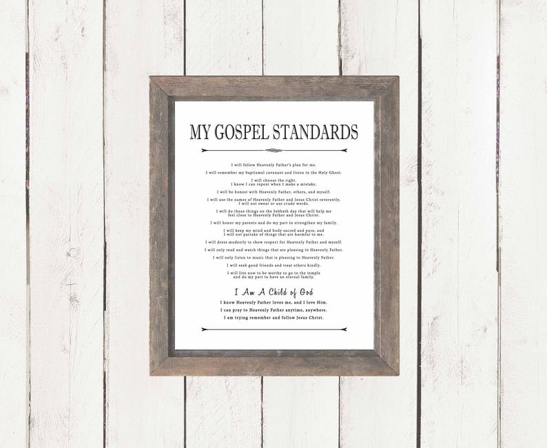 Lds-gospel Standards-multiple Size Choice Printable-black - Etsy